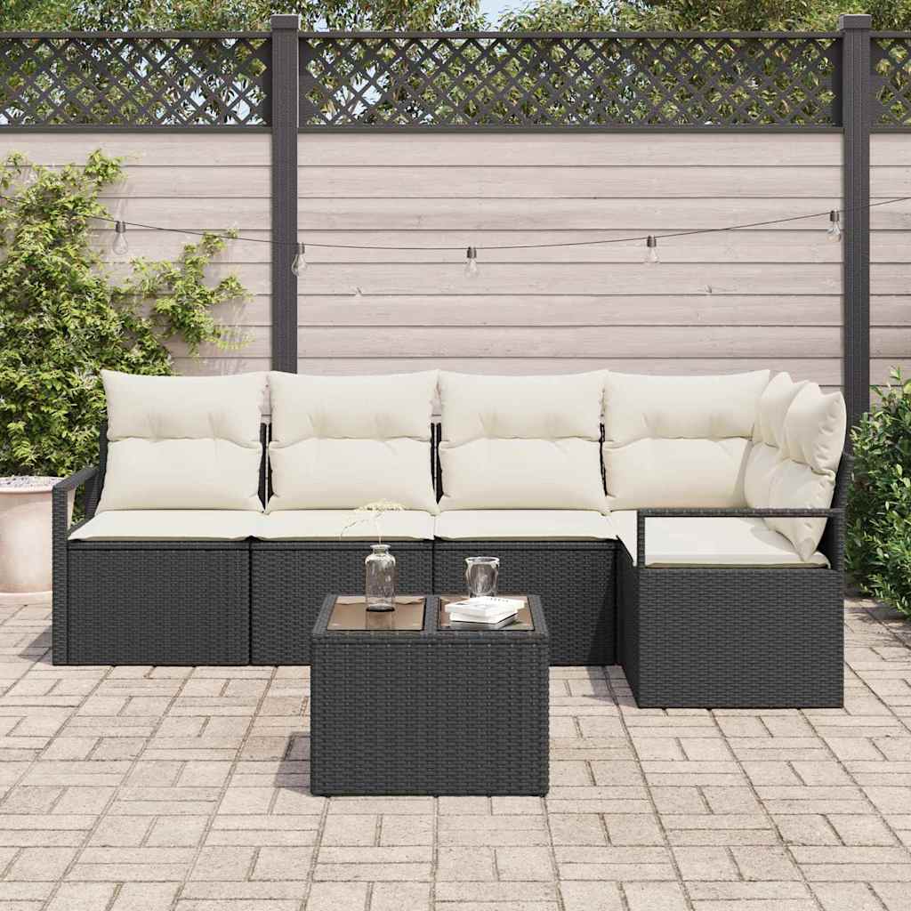 Garten-Sofa-Set mit Kissen mit Speicher 6 pcs Braun und Creme
